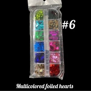 Multicolored Foil Hearts Nail Art